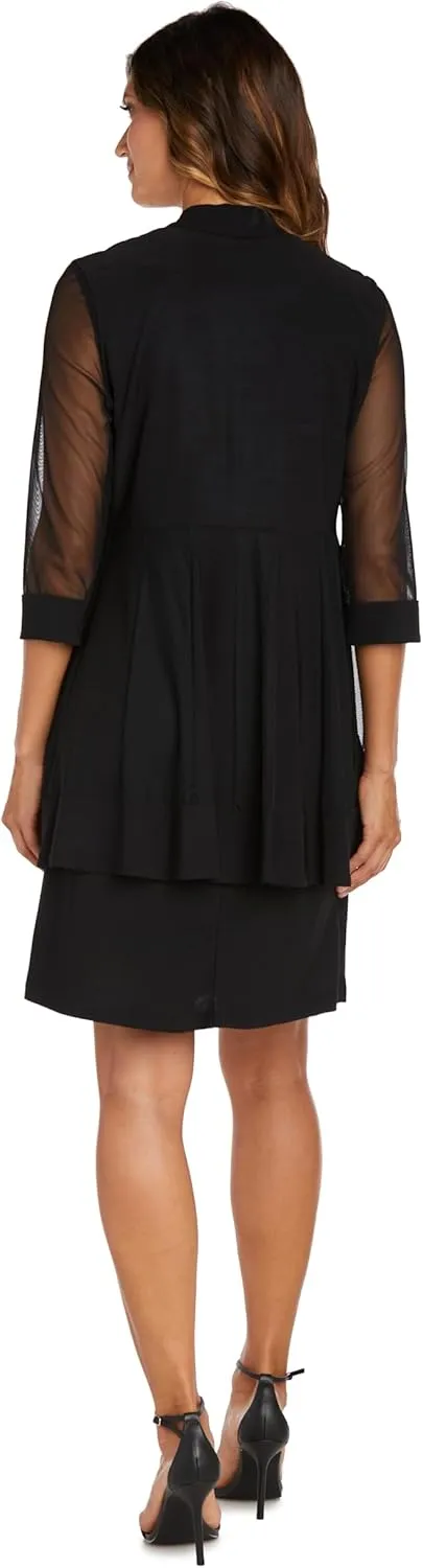 R&M Richards Womens Plus 2PC Mesh Inset Dress with Jacket