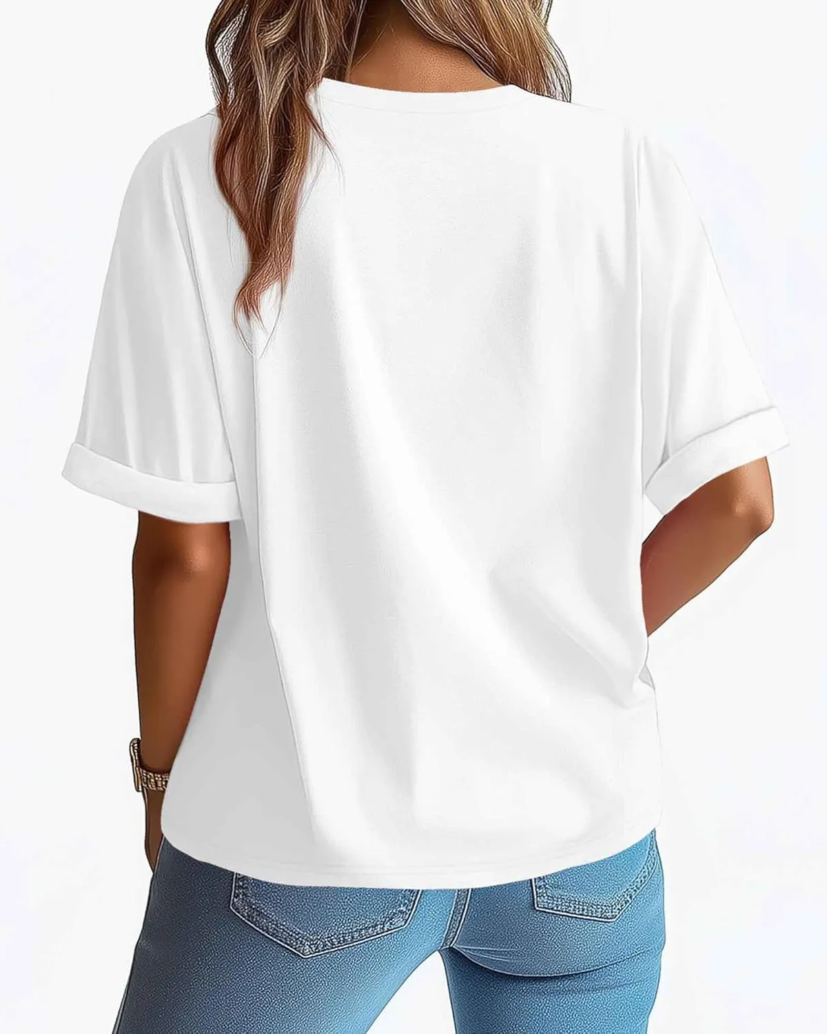 Riyiper 3 Pack Women's Oversized T Shirt Cotton Half Sleeve Summer Tees Casual Loose Fit Crew Neck Basic Tops