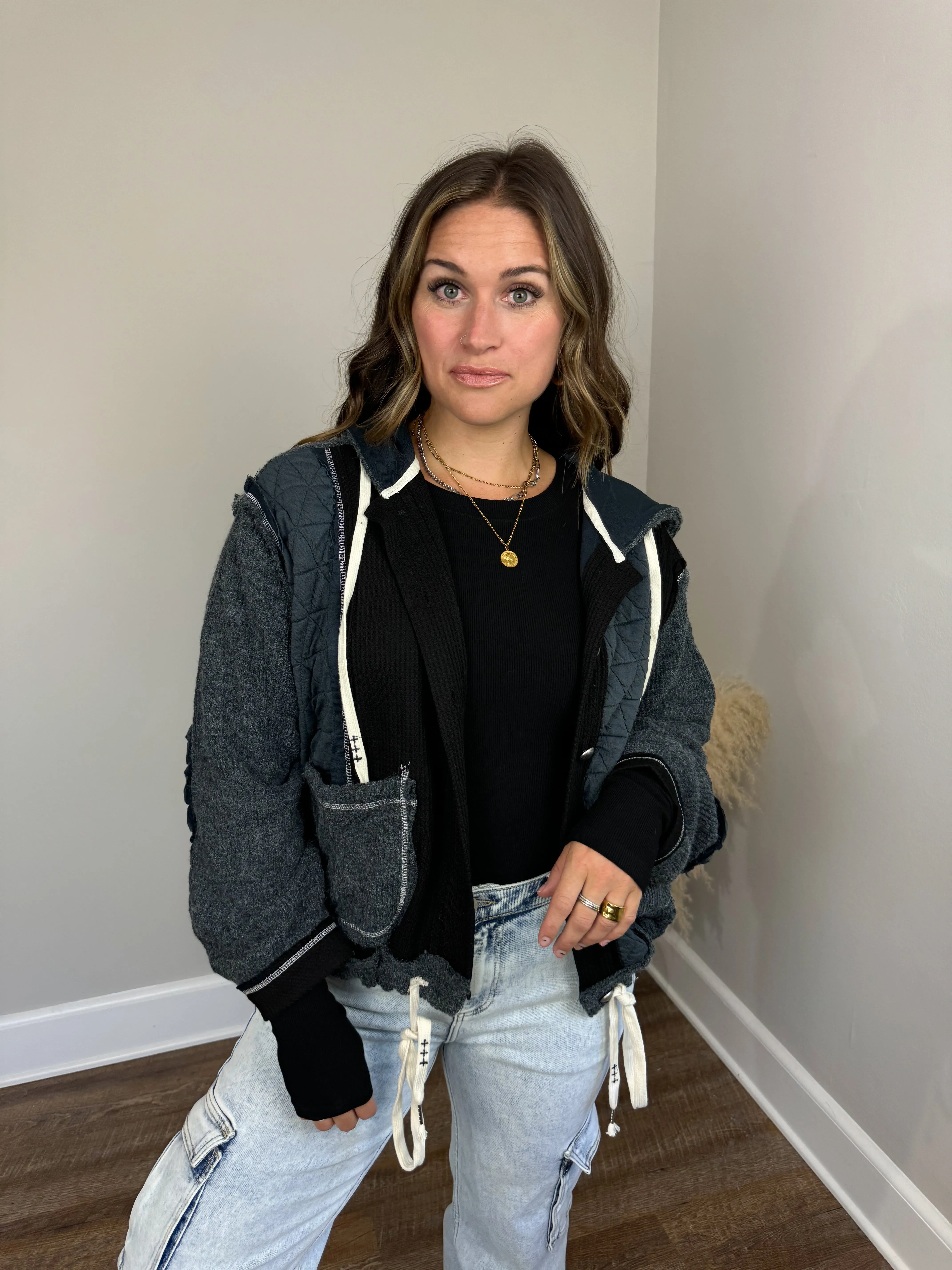 Running Around Contrast Jacket | Black FINAL SALE