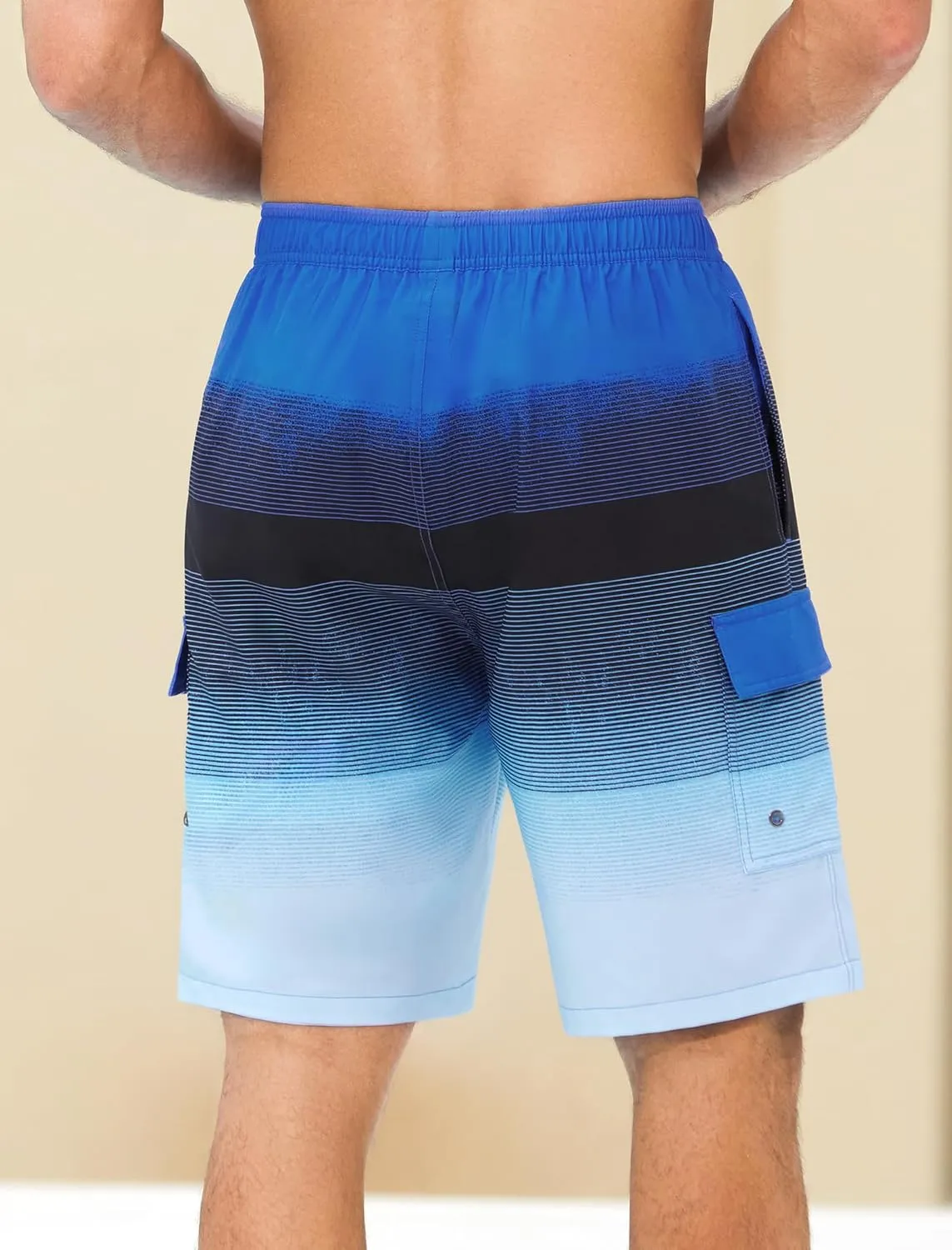 SILKWORLD Men's Swim Trunks with Compression Liner Quick Dry Bathing Suits 9 Inch Swimming Shorts with Cargo Pockets