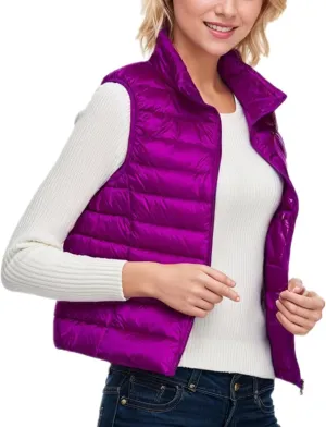 Sorrica Women's Down Vest Lightweight Outdoor Packable Stand Collar Zip Puffer Vest