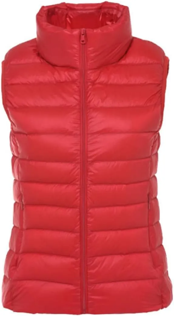 Sorrica Women's Down Vest Lightweight Outdoor Packable Stand Collar Zip Puffer Vest