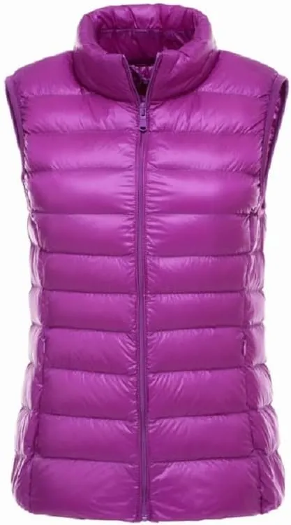 Sorrica Women's Down Vest Lightweight Outdoor Packable Stand Collar Zip Puffer Vest