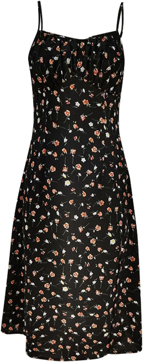 Summer Dresses for Women 2025 Trendy Spaghetti Strap Polka Dot Midi Dress Sexy Sleeveless Slit Beach Boho Sundresses