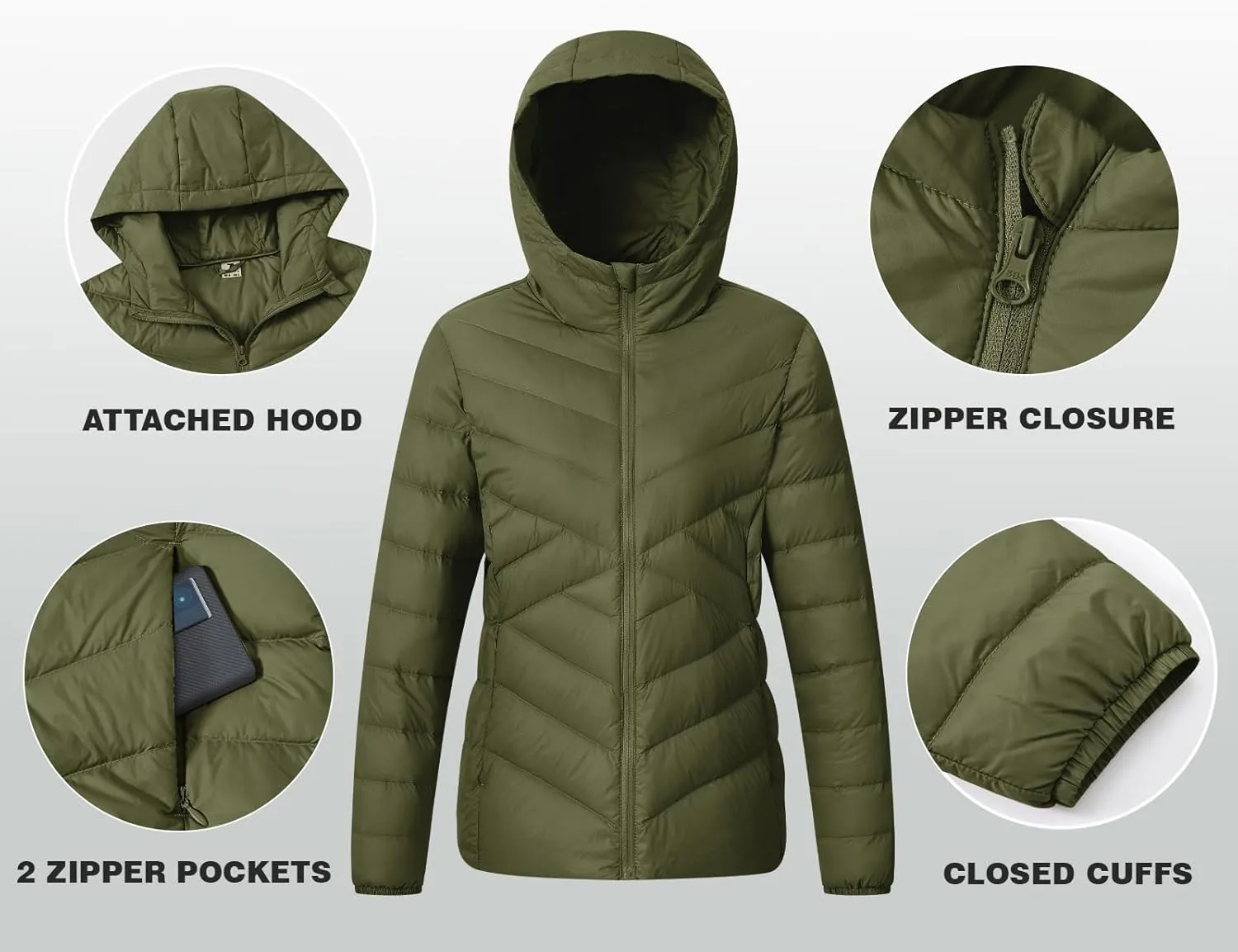 TBMPOY Women's Packable Down Jacket Lightweight Winter Puffer Jacket Hooded Warm Coat Waterproof Quilted Thermal Jackets