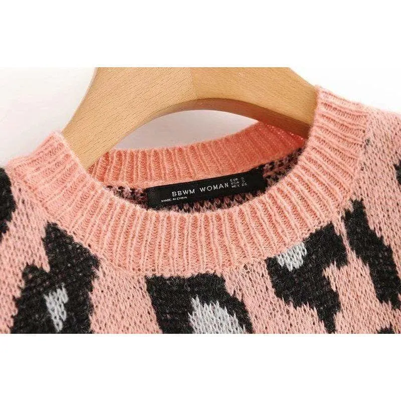 VINTAGE LEOPARD PRINT KNITTED SWEATER