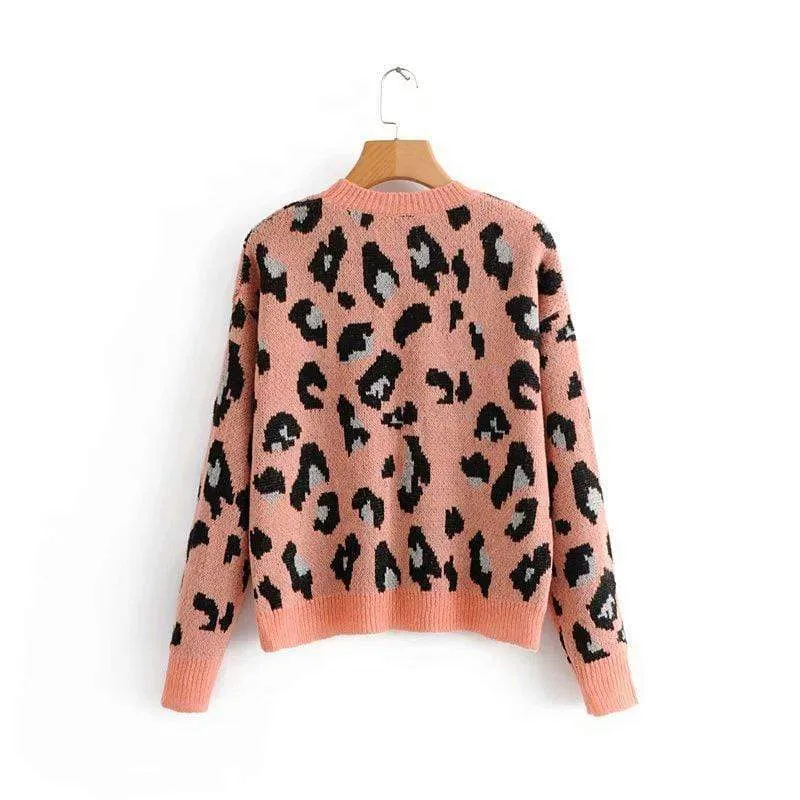 VINTAGE LEOPARD PRINT KNITTED SWEATER