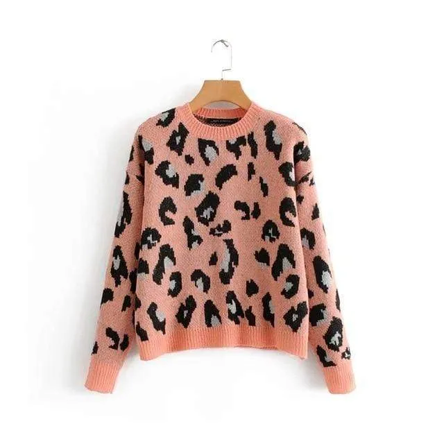 VINTAGE LEOPARD PRINT KNITTED SWEATER
