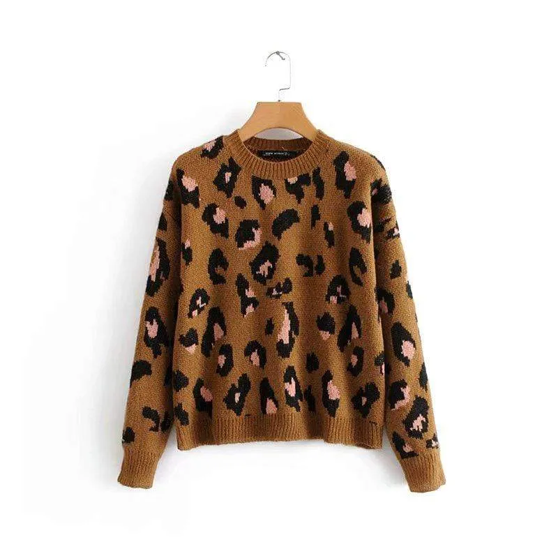 VINTAGE LEOPARD PRINT KNITTED SWEATER