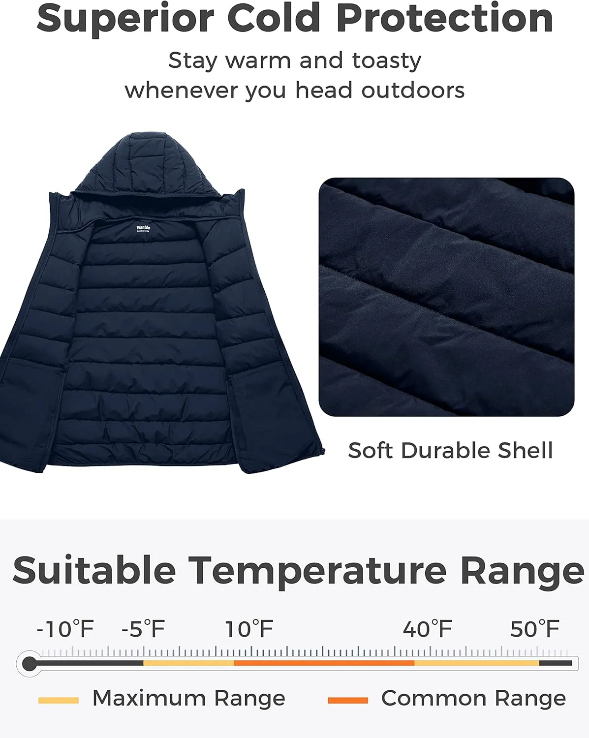 wantdo Women's Plus Size Lightweight Jackets Full-Zip Quilted Warm Jacket with Hood