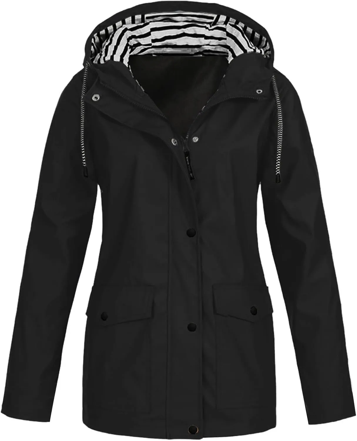 Wkishenl Plus Size Rain Jackets For Women With Hood Waterproof Lightweight Trench Coats Outdoor Hiking Wind Breaker Raincoats