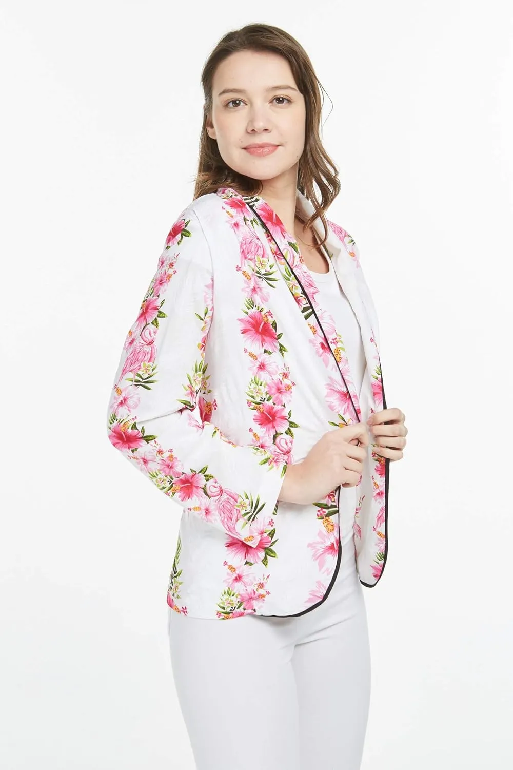 Women Light Weight Rayon Casual Open Front Jacket Cardigan