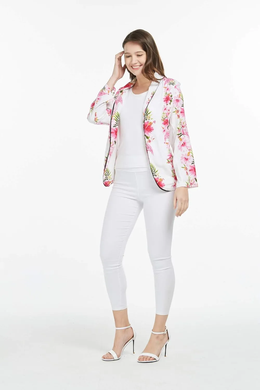 Women Light Weight Rayon Casual Open Front Jacket Cardigan