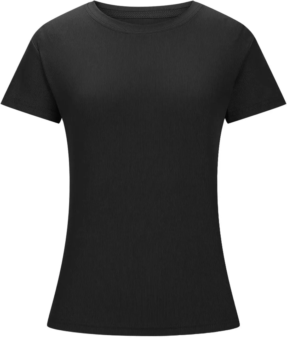 Womens Basic Teen Tees Summer Tops for Women 2024 Workout Crewneck Short Sleeve Slim Fitted Casual Crop T Shirts