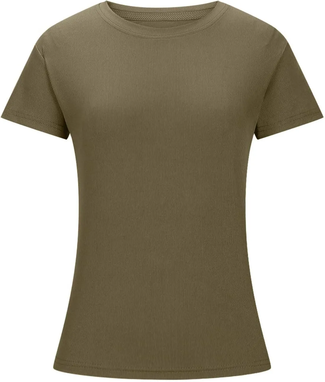 Womens Basic Teen Tees Summer Tops for Women 2024 Workout Crewneck Short Sleeve Slim Fitted Casual Crop T Shirts