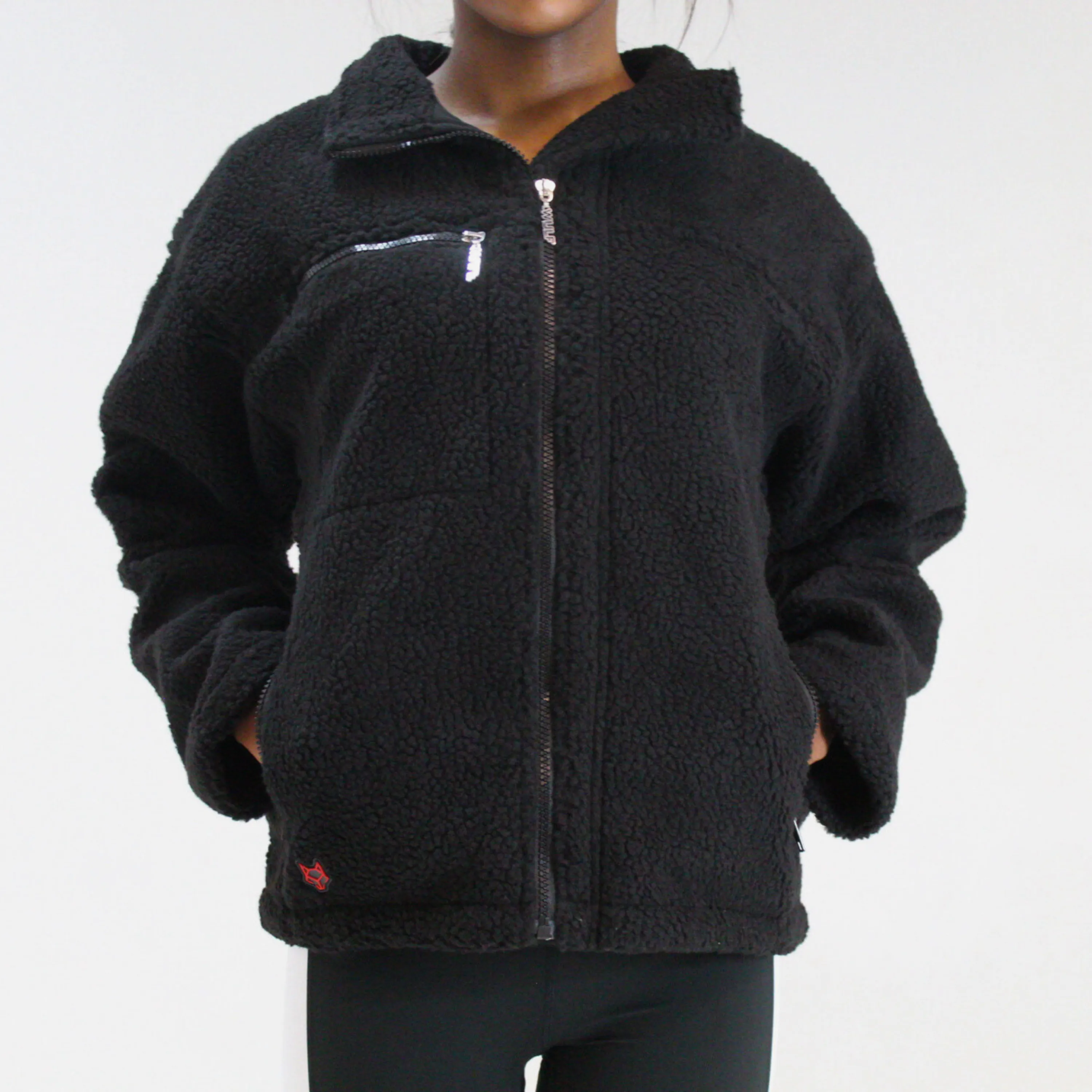 Womens Jacket Black Sherpa