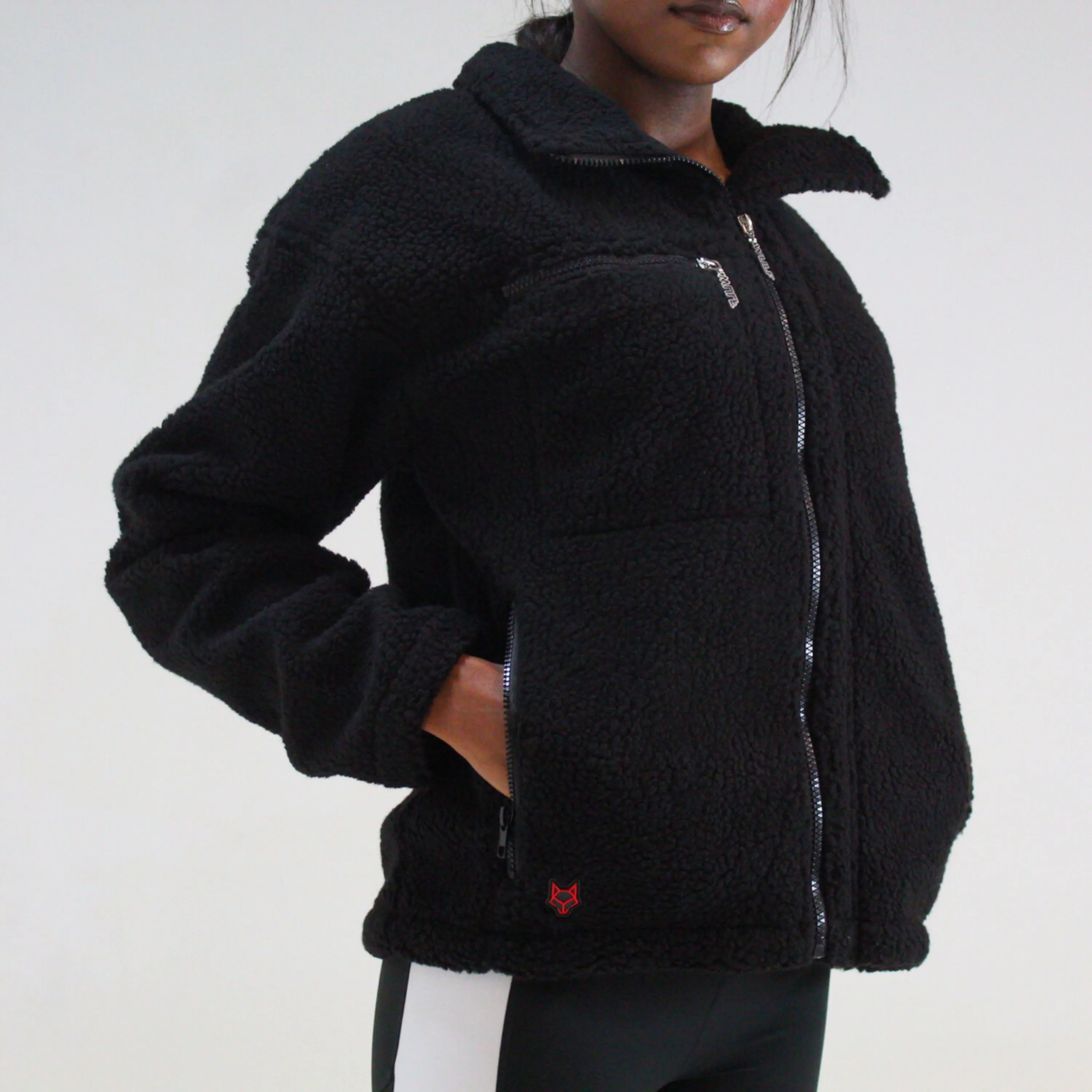 Womens Jacket Black Sherpa