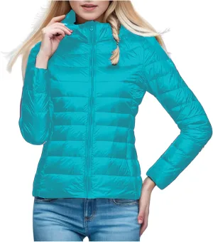 Women's Packable Ultra Lightweight Jackets Puffer Short Down Solid Color Coats Full Zip Warm Casual Outwear