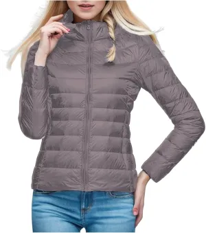 Women's Packable Ultra Lightweight Jackets Puffer Short Down Solid Color Coats Full Zip Warm Casual Outwear