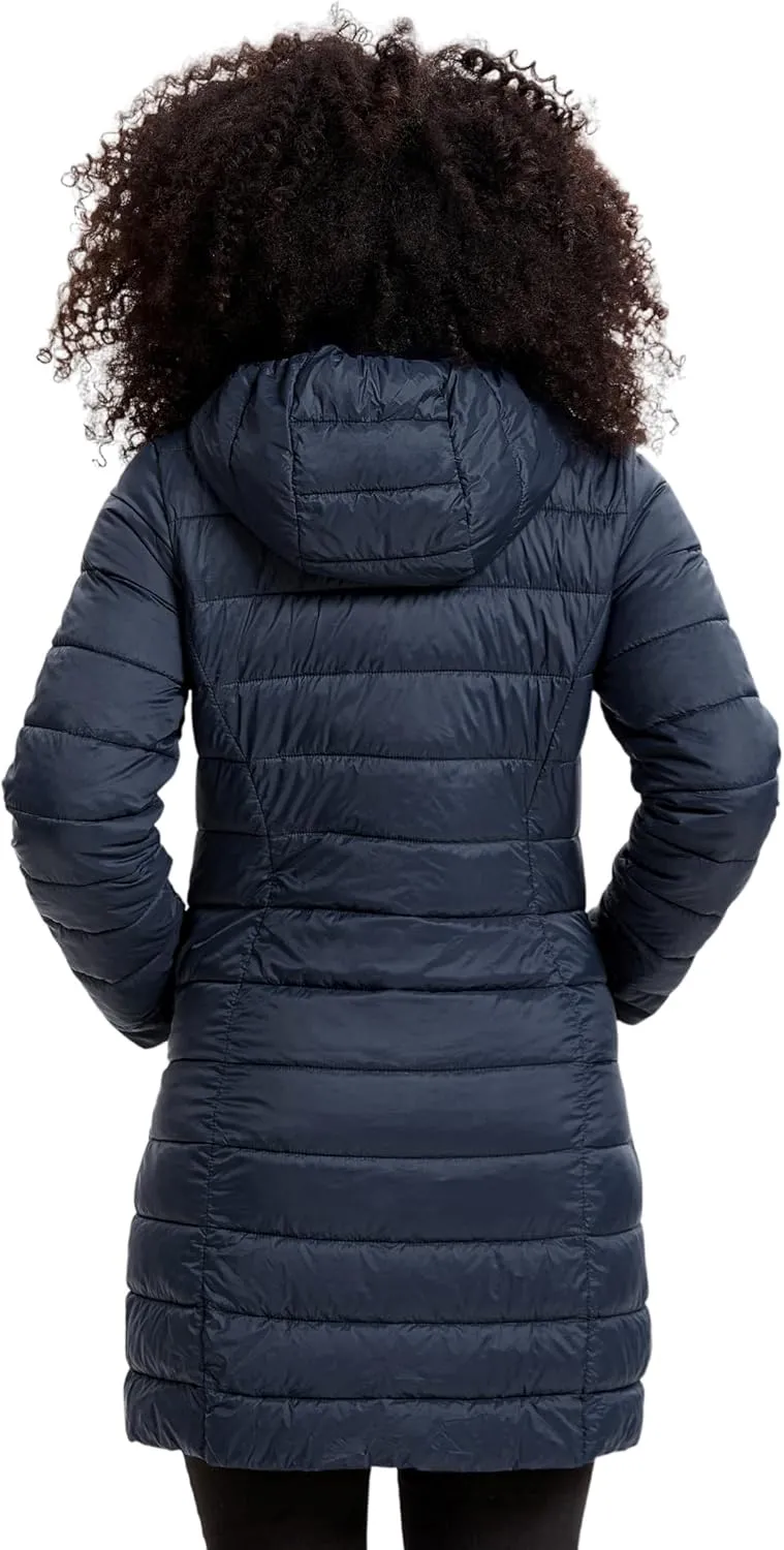 Women's Puffer Jacket Lightweight Packable Puffer Coat with Hood Long Winter Warm Travel Puffy Jackets