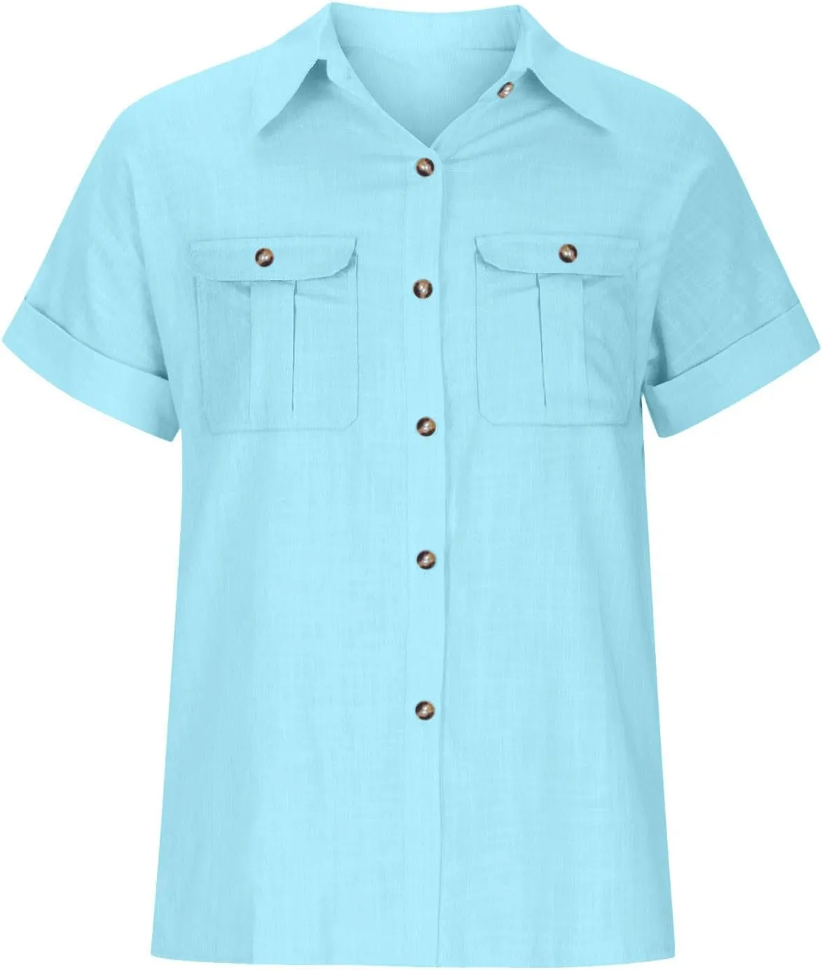 Womens Short Sleeve Tops Button Down V Neck Shirts Casual Trendy Going Out Basic Tees Womens Summer Tops