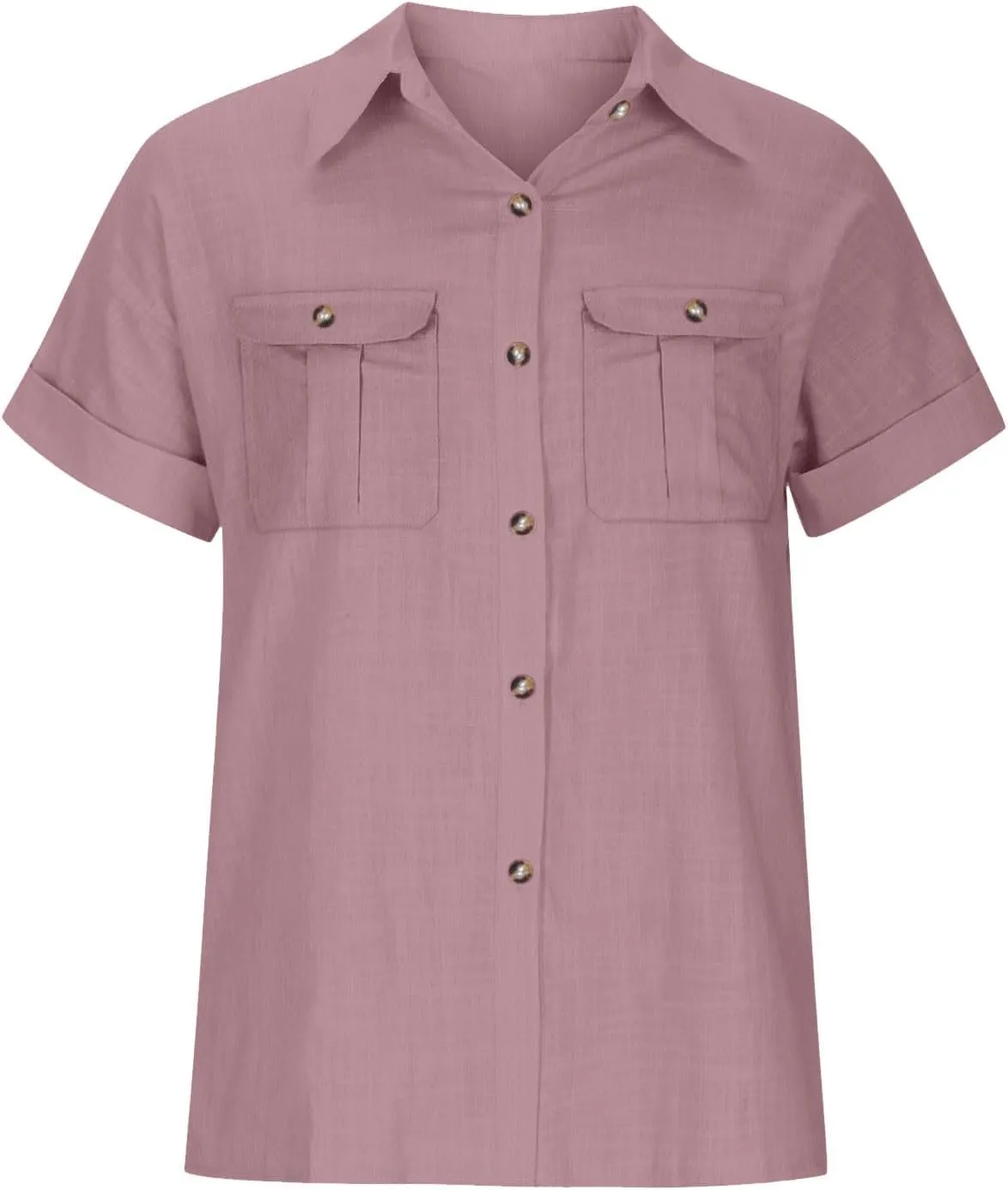 Womens Short Sleeve Tops Button Down V Neck Shirts Casual Trendy Going Out Basic Tees Womens Summer Tops