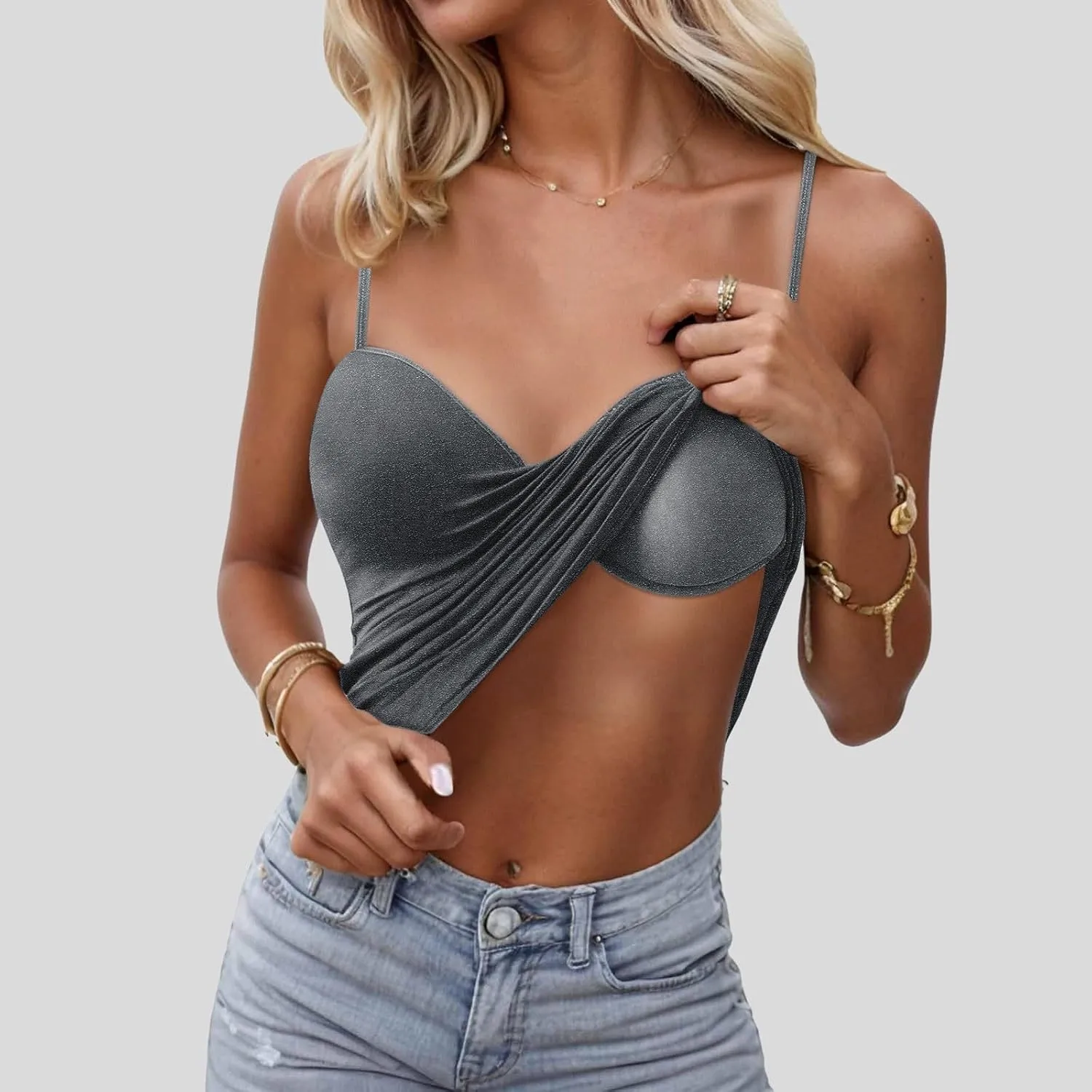 Womens Tank Tops with Built in Bra 2025 Casual V Neck Sleeveless Tees Basic Workout Top Camisole Undershirt Adjustable