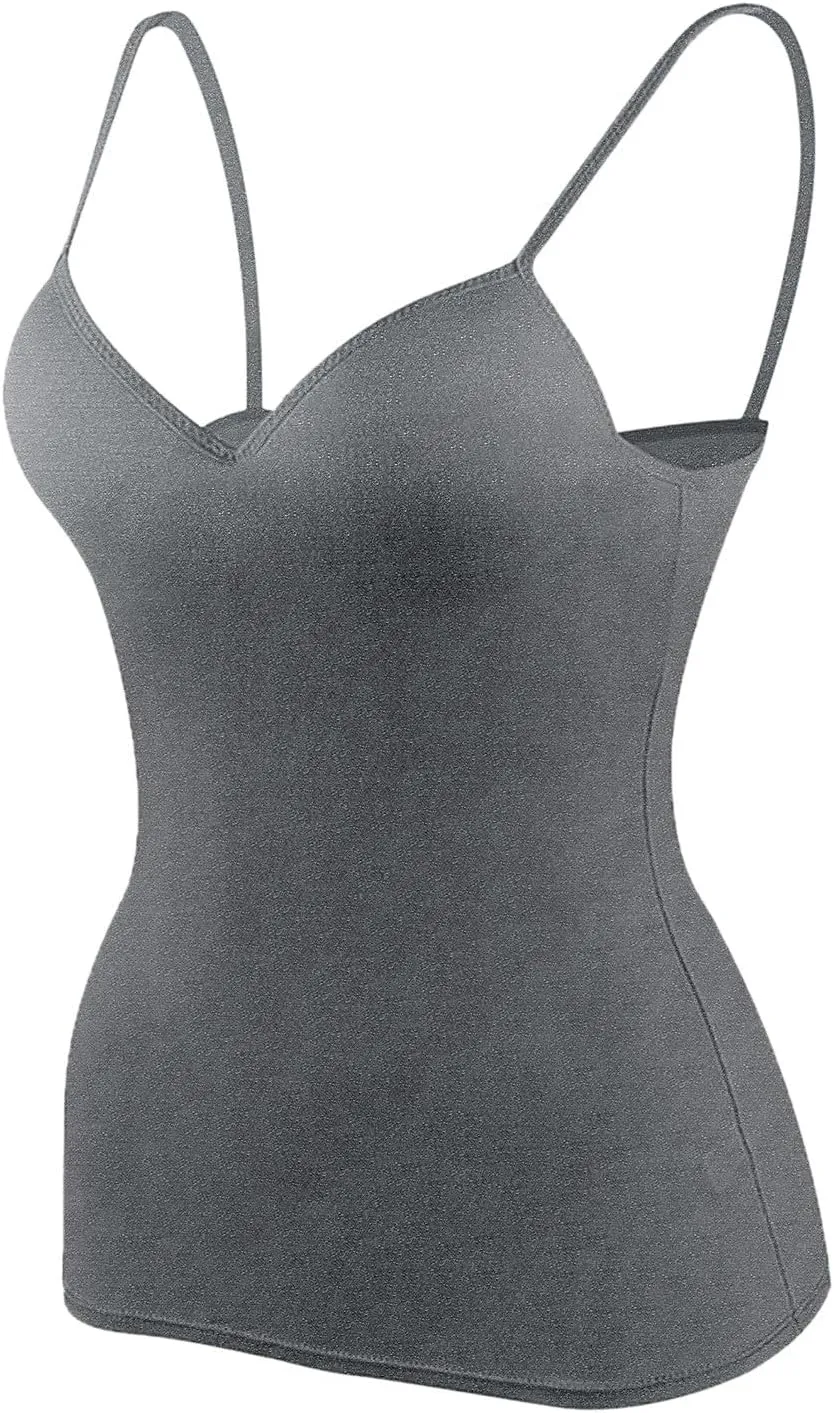 Womens Tank Tops with Built in Bra 2025 Casual V Neck Sleeveless Tees Basic Workout Top Camisole Undershirt Adjustable