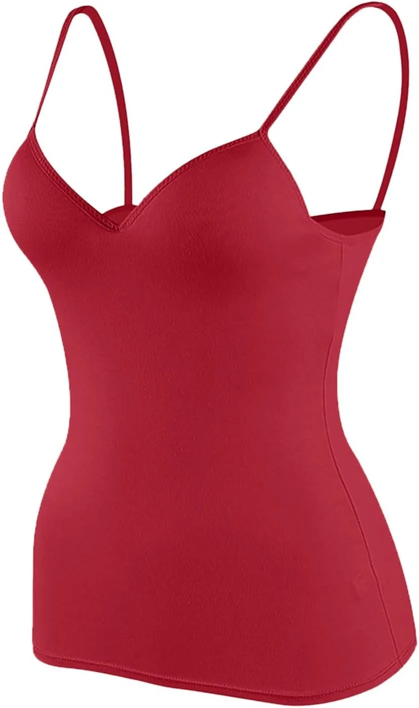Womens Tank Tops with Built in Bra 2025 Casual V Neck Sleeveless Tees Basic Workout Top Camisole Undershirt Adjustable