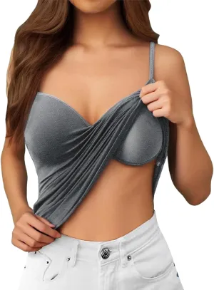 Womens Tank Tops with Built in Bra 2025 Casual V Neck Sleeveless Tees Basic Workout Top Camisole Undershirt Adjustable