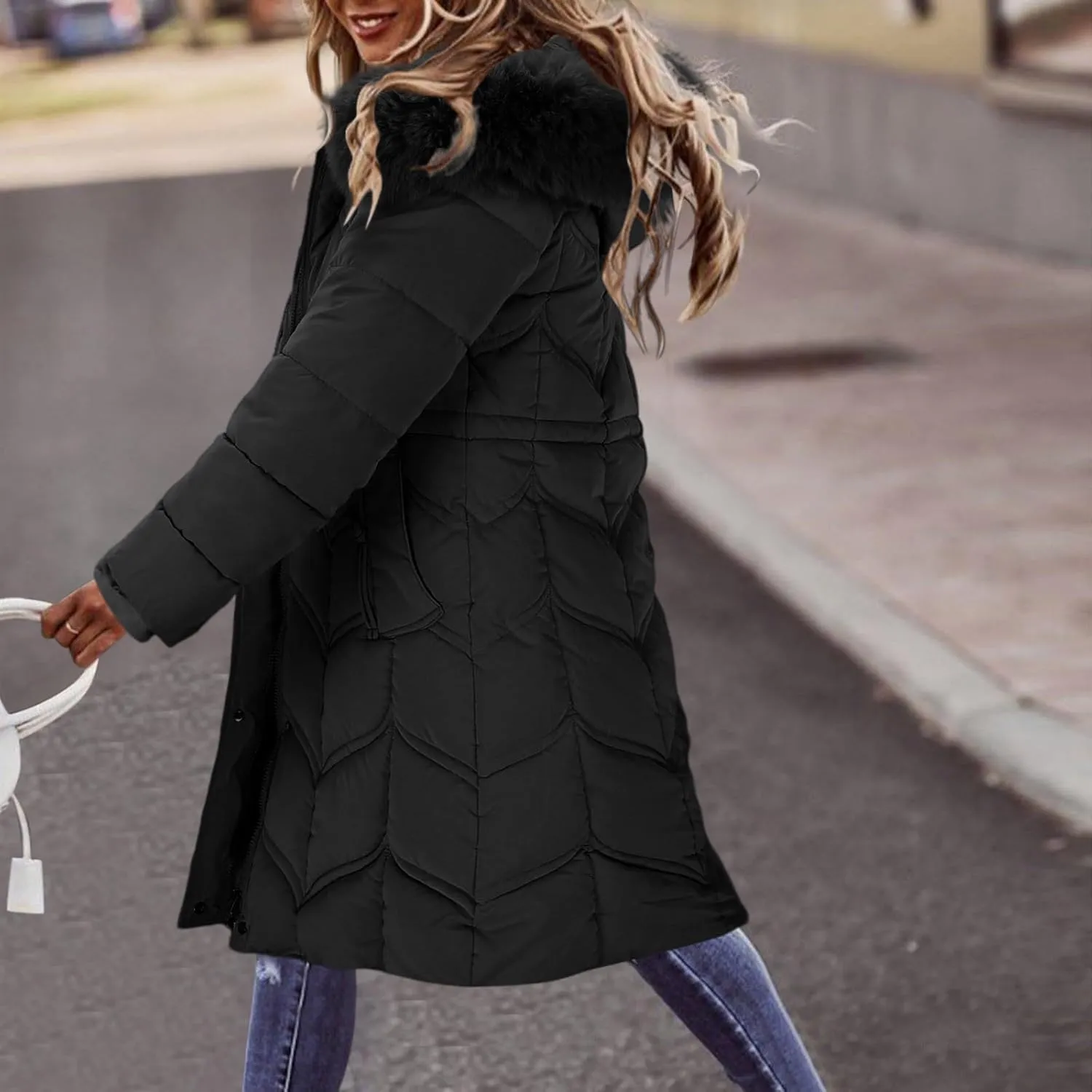 Women's Thickened Long Down Jackets Winter Down Coats Hooded Puffer Jackets Plus Size Long Lightweight Warm Overcoats