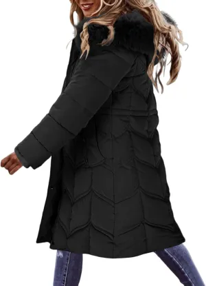 Women's Thickened Long Down Jackets Winter Down Coats Hooded Puffer Jackets Plus Size Long Lightweight Warm Overcoats