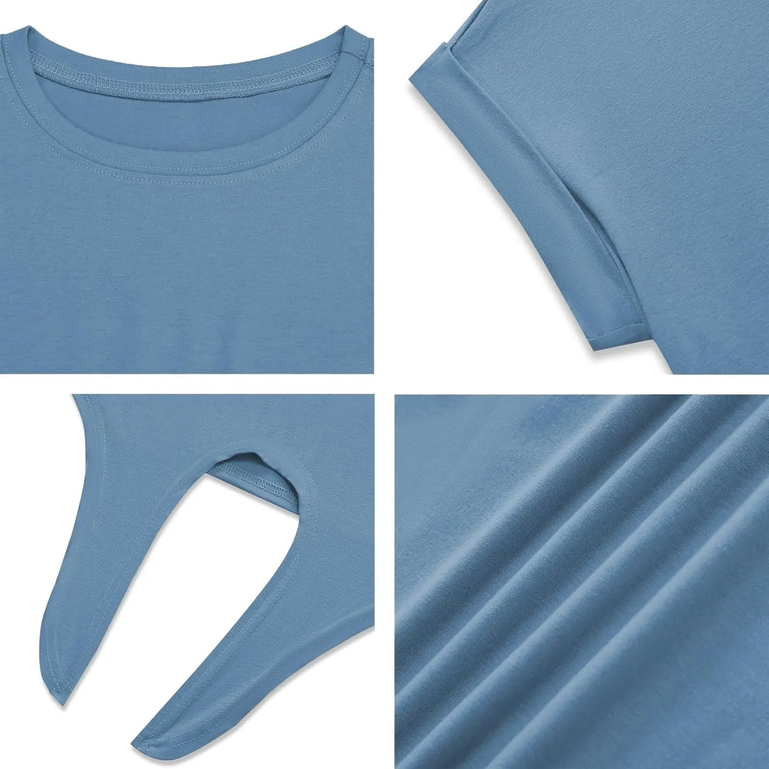 Womens Tie Knot Front Cropped T-Shirt Summer Casual Crew Neck Rolled Short Sleeve Crop Tops Tees