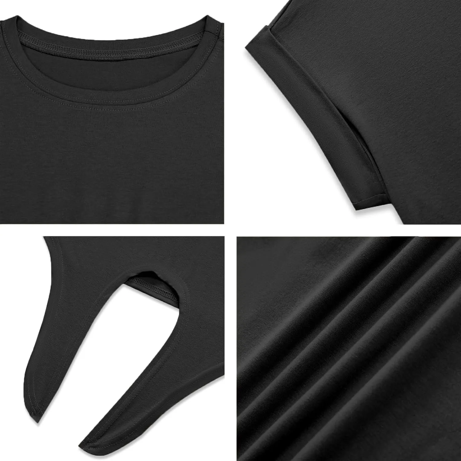 Womens Tie Knot Front Cropped T-Shirt Summer Casual Crew Neck Rolled Short Sleeve Crop Tops Tees