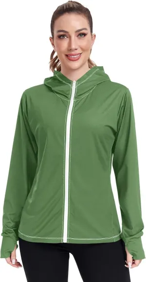 Womens UPF Hoodie Light Salmon Long Sleeve Sun Shirt for Women with Pocket Womens SPF 50 Shirts Long Sleeve Lightweight